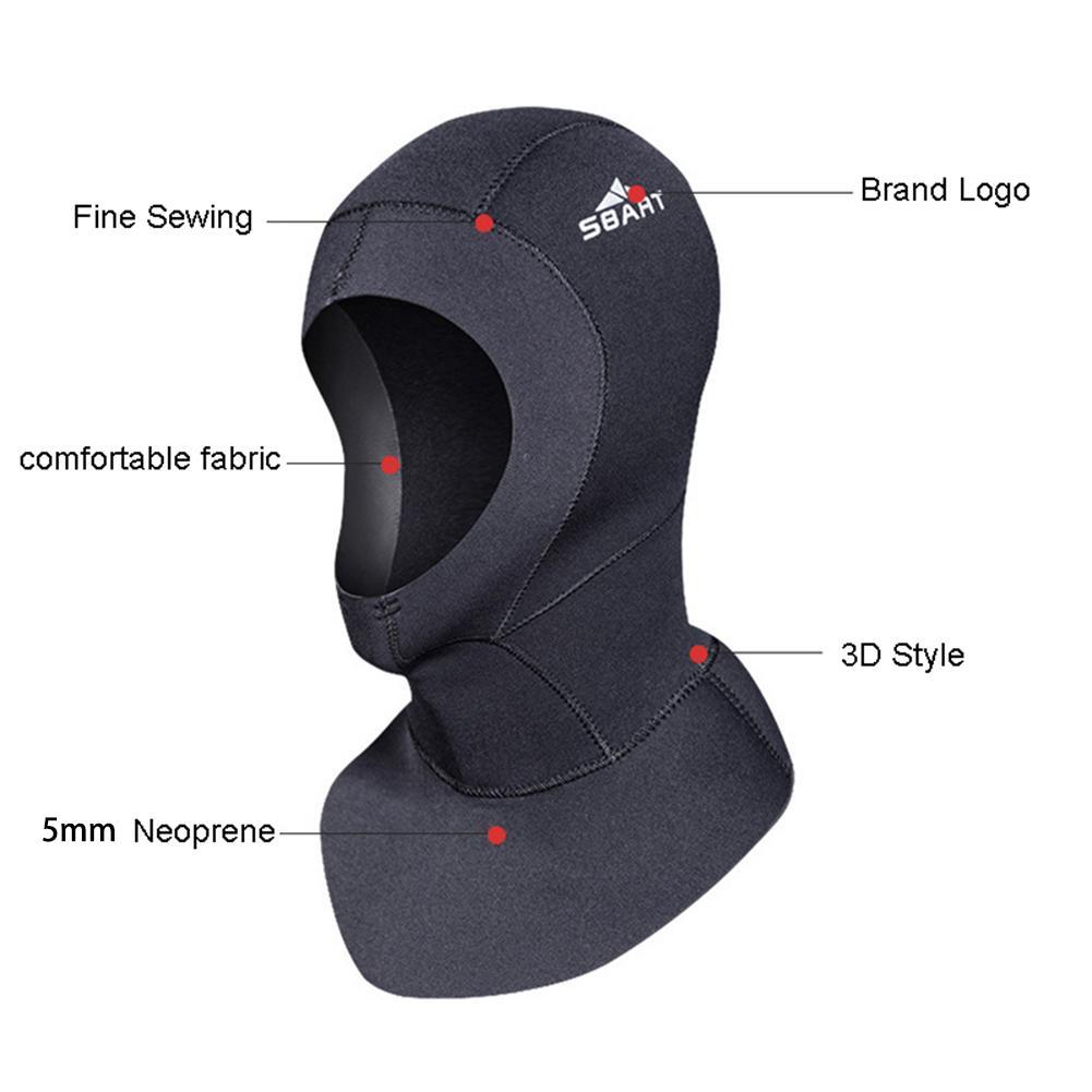 Masque de plongée en néoprène, 1 paire, couverture faciale, 5mm, élastique et antidérapant