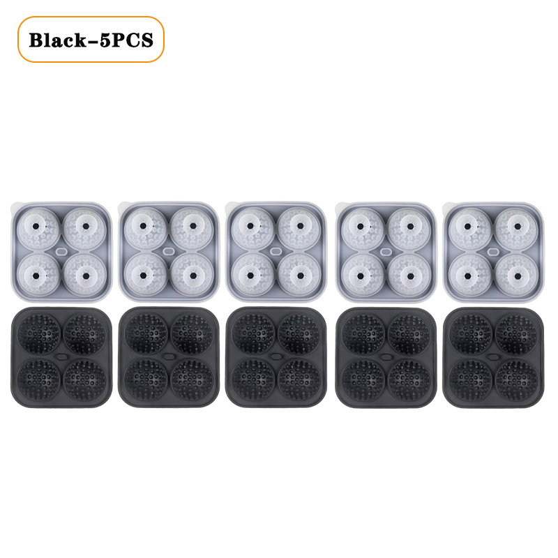 1/3/5PCS Ice Cube Mold 3D Golf Ice Puck Hockey Tray Mold Whiskey Silicone Ice Box Silicone Ice Tray Ice Hockey with Funnel: Silver