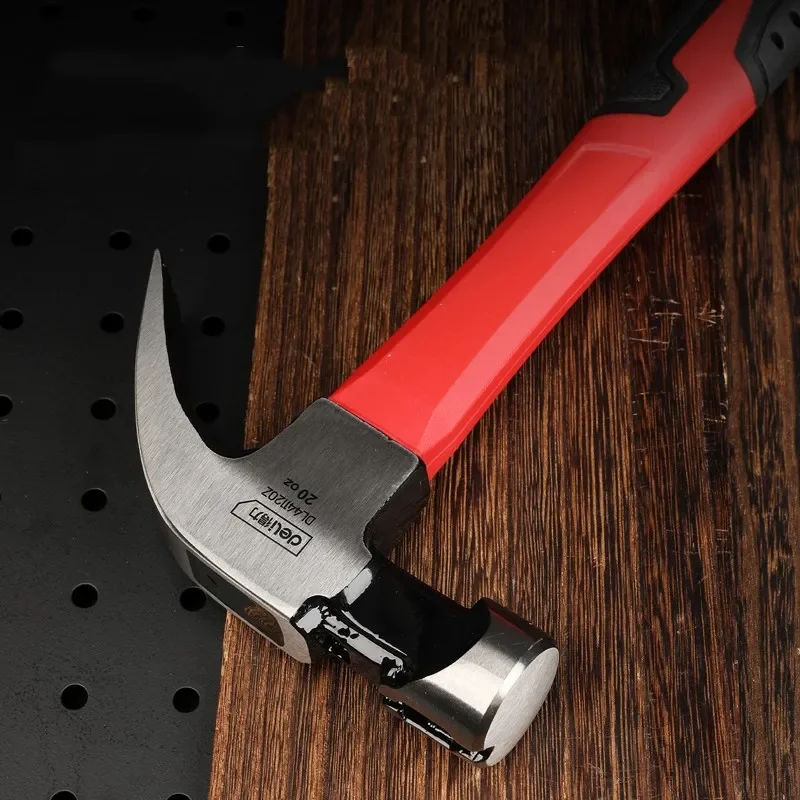 8/16/20oz røde fiberhåndtak magnetiske klohammere med kortspor spikerhammer multifunksjons trebearbeidingsverktøy