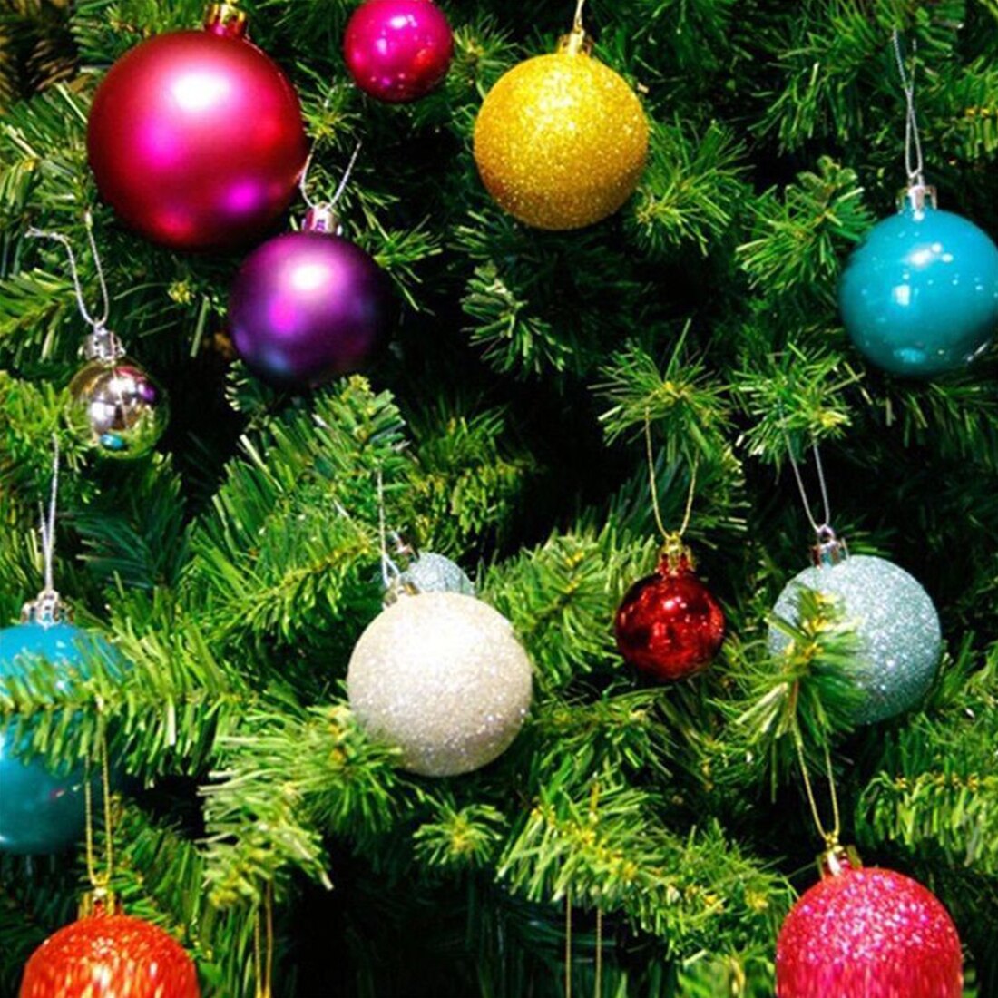 Boules d'arbre de noël moderne mignonnes 24 pièces 4cm | Ornement suspendu pour fête de noël mariage, fournitures de décoration de noël