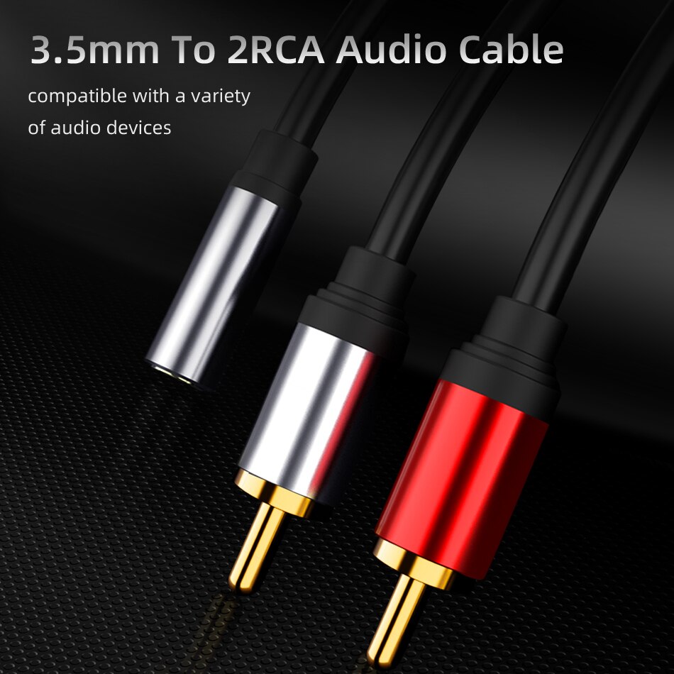 Rca Kabel 2RCA Male Naar 3.5Mm Vrouwelijke Audio Aux Kabel 3.5Mm Jack Rca Kabel Voor MP3 Edifer Telefoon home Theater Dvd 2RCA Audio Kabel