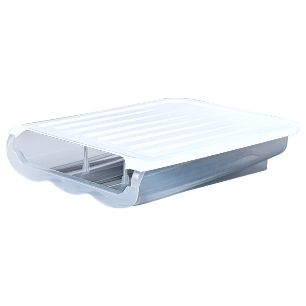 Egg Storage Box Single Layer with Lid Auto Roll Plastic Transparent Egg Case Large Capacity Refrigerator Egg Preservation Box: Transparent