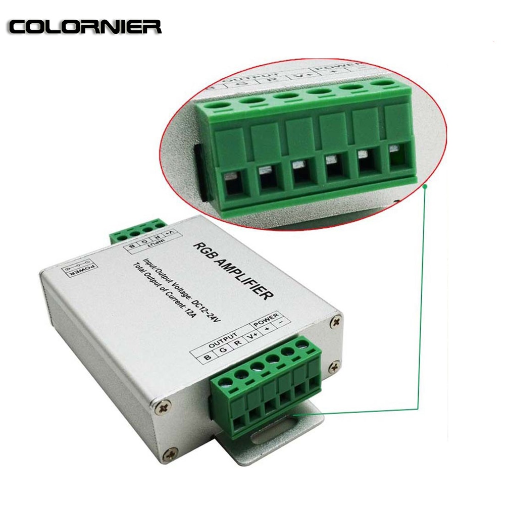 DC12V-24V Led RGB Amplifier RGBW Aluminum 24A 3CH 4CH Led Amplifier For 5050 3528 Led Strip Light Tape Power Repeater Console