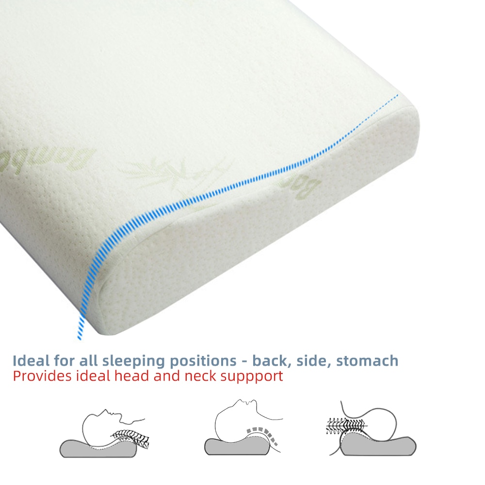 Bamboo Fiber Elastic Memory Foam Luxury Rebound Sleeping Pillow Firm Orthopaedic Neck Support Health Cervical Pillow 1pc/2pcs