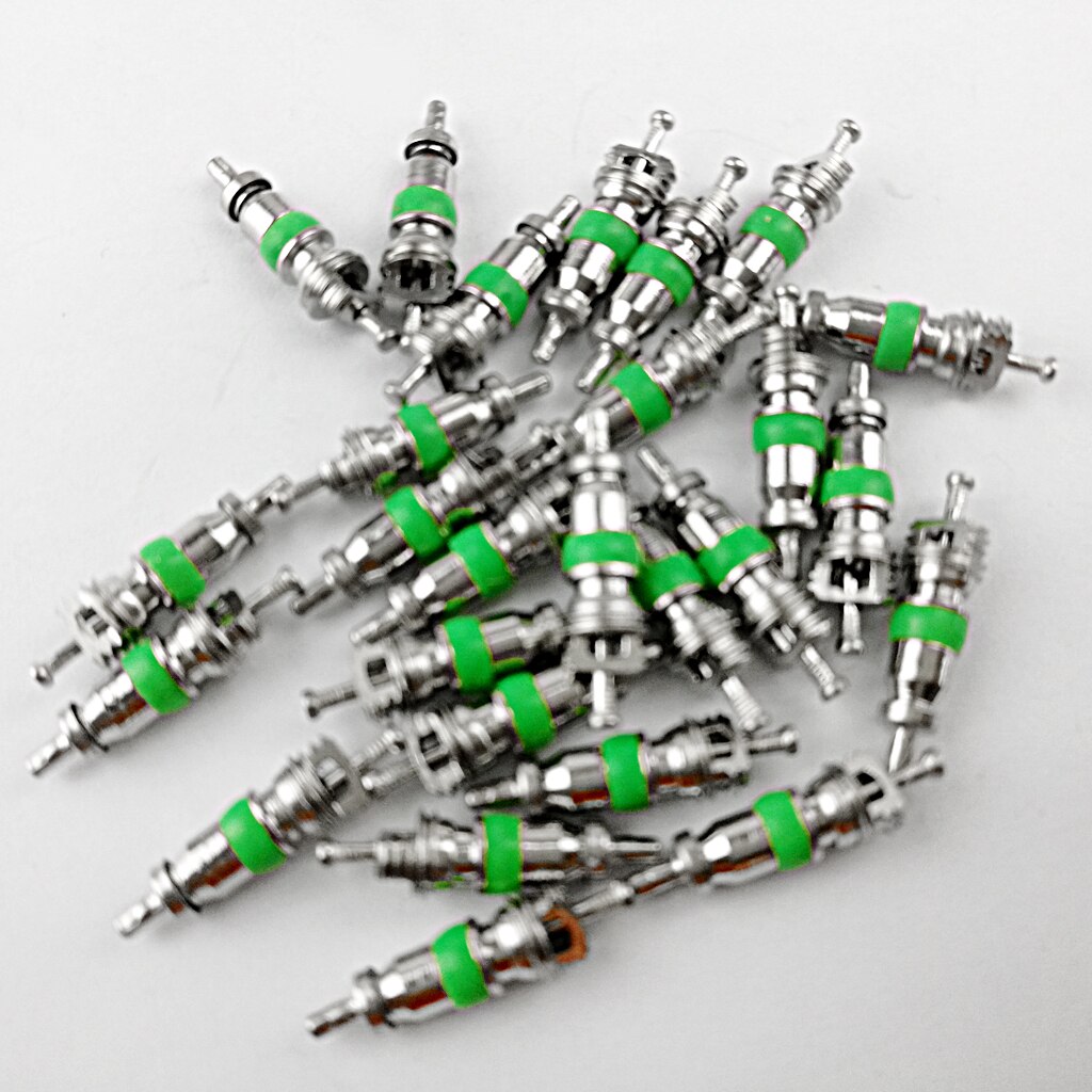 100pcs Green A/C Valve Core For R134A Air Conditioning Service System Copper