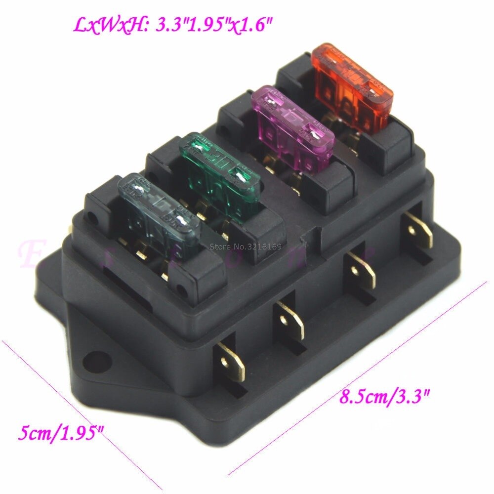 For -selling 4 Way Fuse Box Block Fuse Holder Box Car Vehicle Circuit Automotive Blade