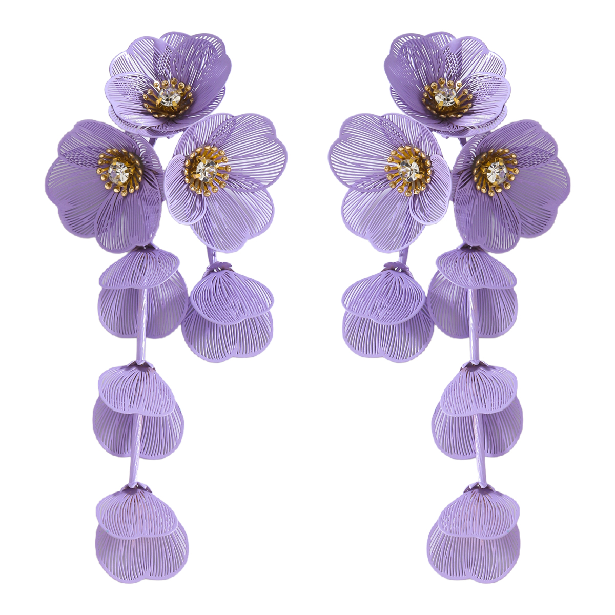 Vedawas boucles d'oreilles fleur, bohême Maxi tissu 3D fleur charme couche grand tissu fait à la main clou Floral femmes boucle d'oreille bijoux de mariage: Blue