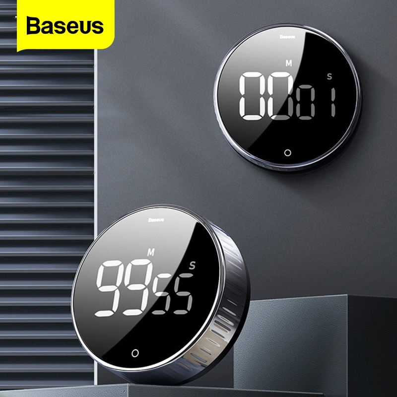Baseus LED Digital Kitchen Timer For Cooking Exercise Study Stopwatch Alarm Clock Magnetic Electronic Cooking Countdown Timer