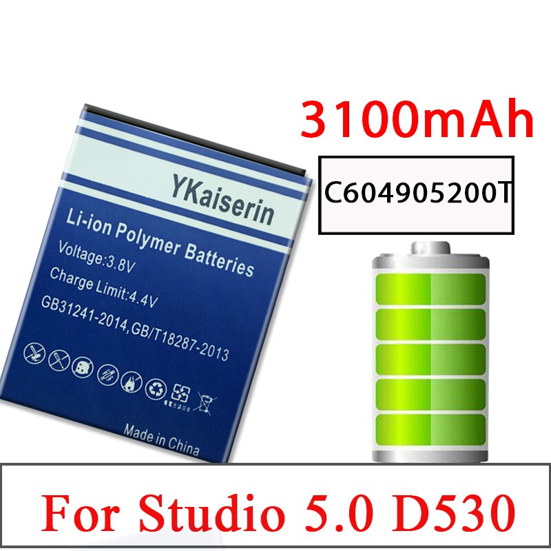 Batería Para BLU Studio 5,0/5,0 S D570 D-570 D570A D572A Y530Q D530 D530A/BLU Studio 6,0 HD D650a D650i/deporte 4,5 S430U: C604905200T