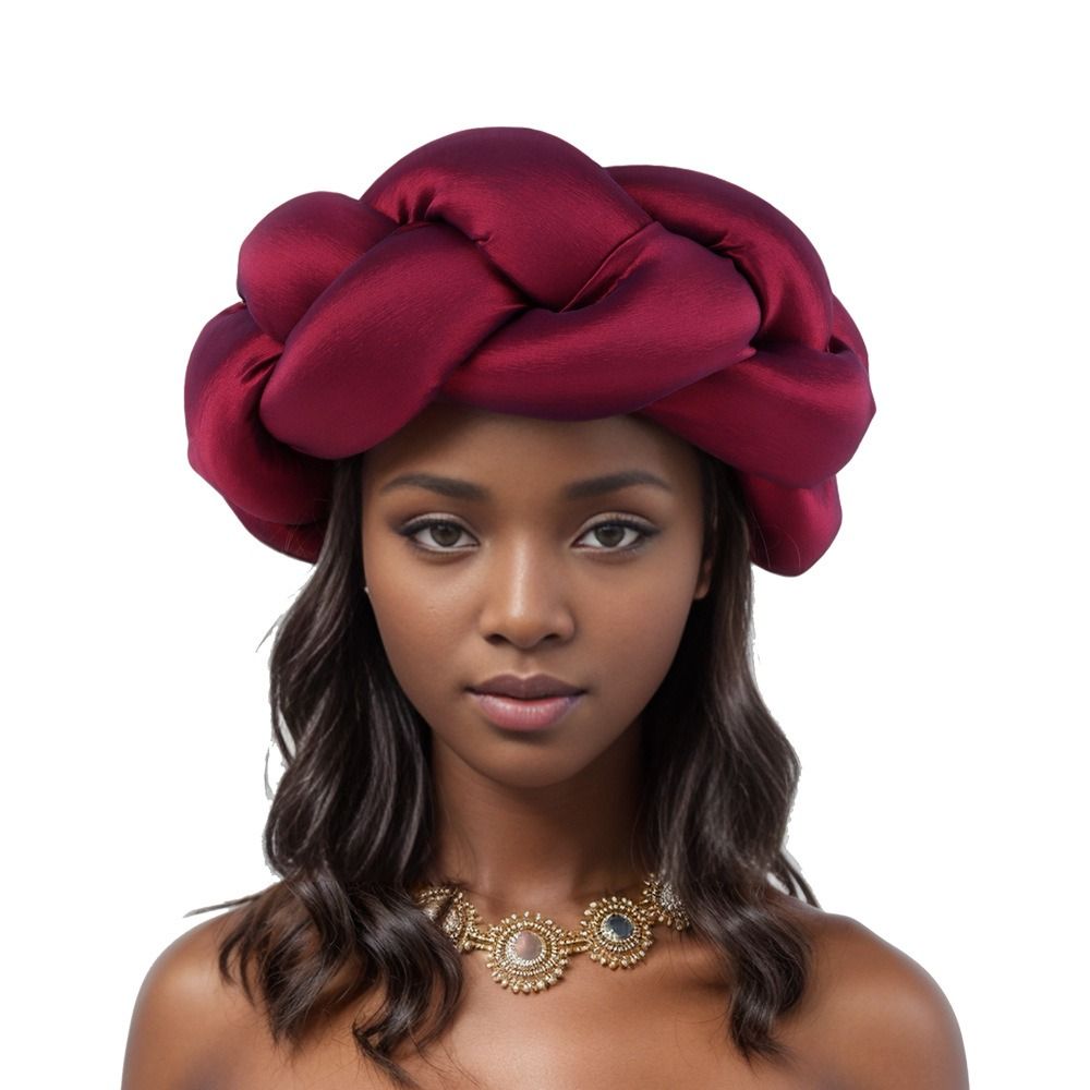 Exagerado Grande Trança Cabeça Banda para As Mulheres, Raw Silk Turbante Cap, Nigéria Wedding Party Headpiece, Headband Feminino, Novo: Prateado