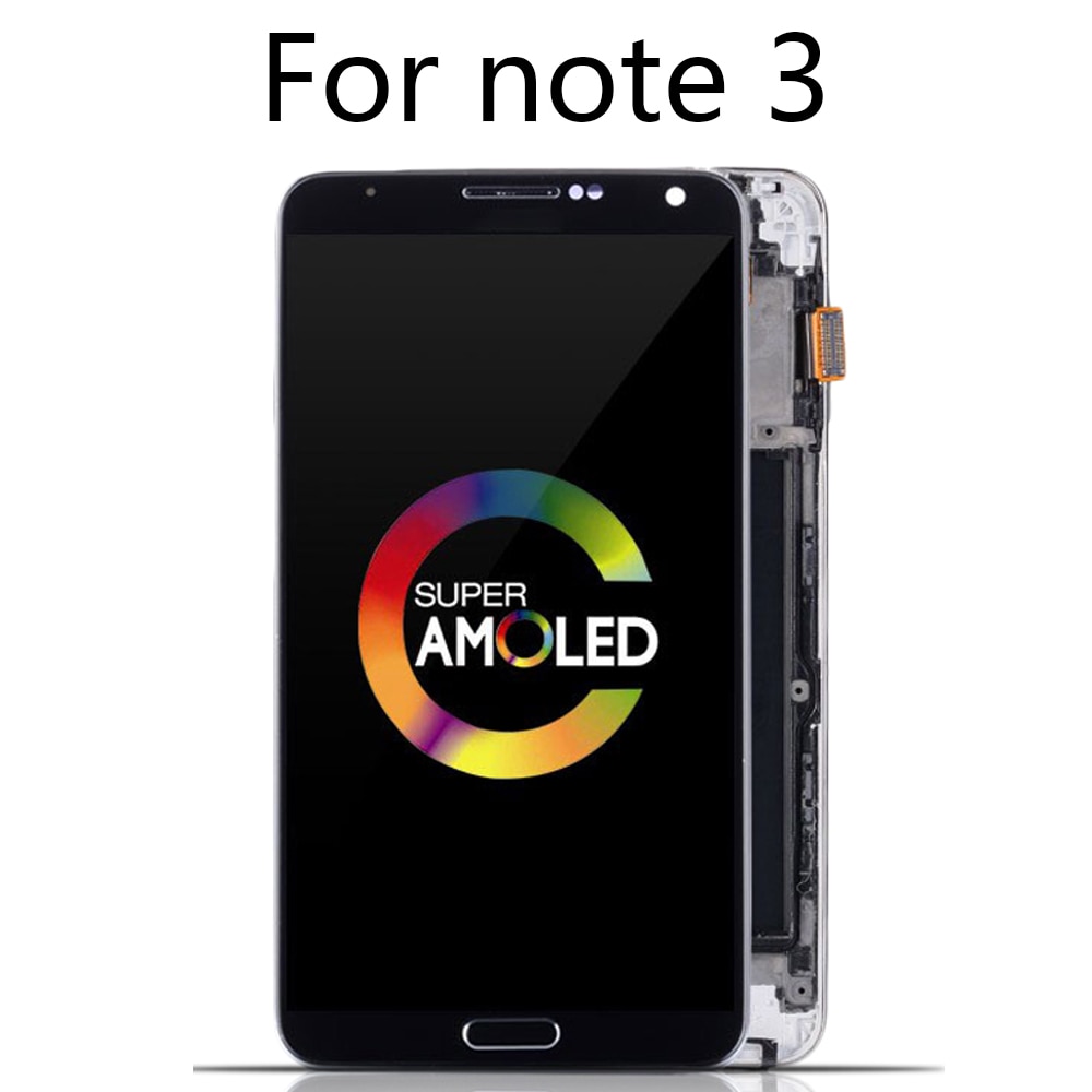 Originale Super AMOLED LCD Per SAMSUNG GALAXY Note 3 LCD Display N9005 N900A N900T LCD Touch Screen Digitizer Assembly Con telaio