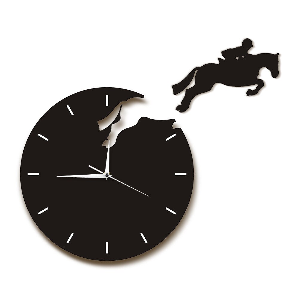 Reloj de pared 3D divertido, pegatinas de espejo de acrílico, moderno reloj de cuarzo, decoración de pared 3D, de equitación, decoración de lujo para sala de estar