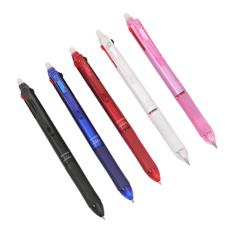 Bolígrafo de Gel borrable 3 en 1, 5 colores, 0,7mm, tinta mágica roja, azul y negra, escuela, oficina, papelería de escritura Kawaii multifuncional