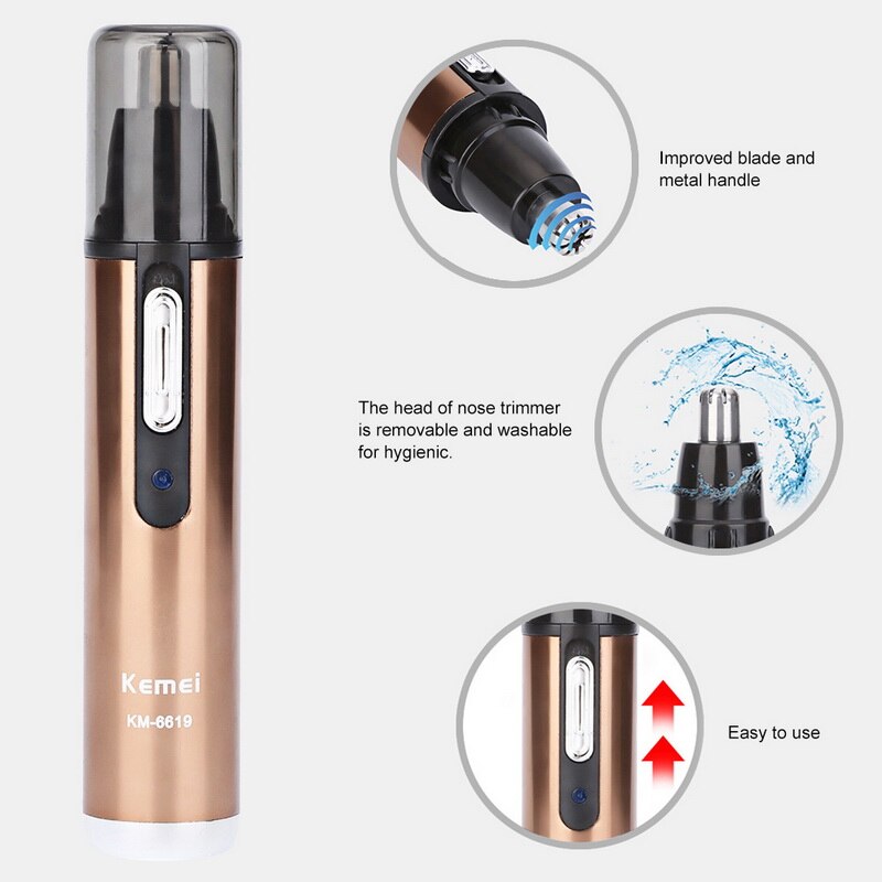 KM-6619 cuidado facial eléctrico Personal Trimmer de pelo para hombre mujer ceja, oreja nariz Trimmer Removal Clipper Shaver