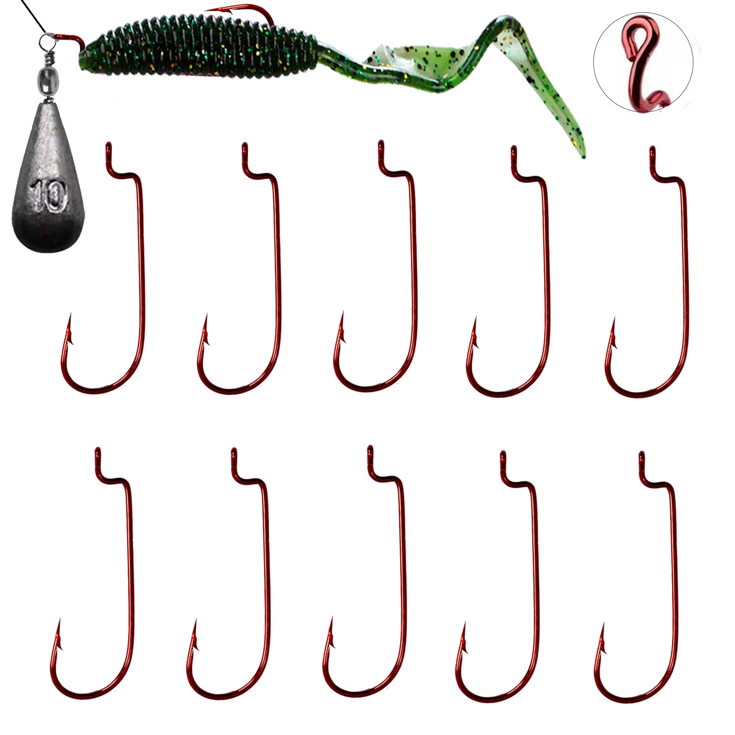 10pcs pesca Offset gancio in acciaio al carbonio manovella stretta amo da pesca gancio spinato morbido esca accessori da pesca