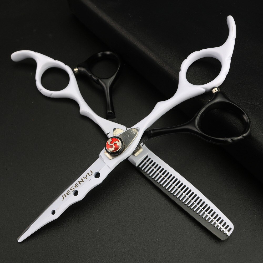 Black and white handle hairdressing scissors Standard 6.0 inch hairdressing supplies Sharp scissors Tools