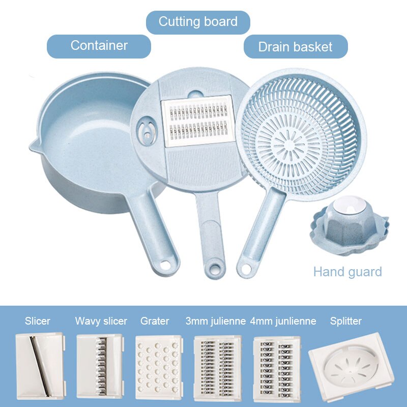 6in1 Gemüse Hobel Cutter Mandoline Schneidemaschine Kartoffel Schäler Karotte Zwiebel Reibe Mit Sieb Edelstahl Klinge Küche Werkzeug