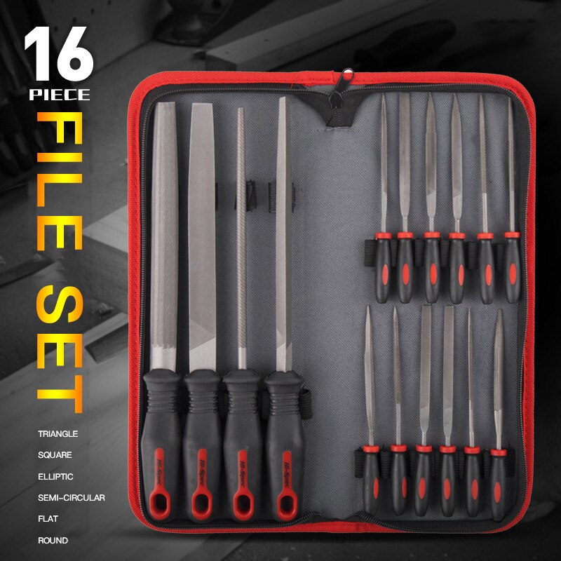 16 -delige vijlenset, metalen stalen vijl, multifunctionele snelslijper, vierkante vijl, diamantvijl, driehoekige vijl: 16 stuks