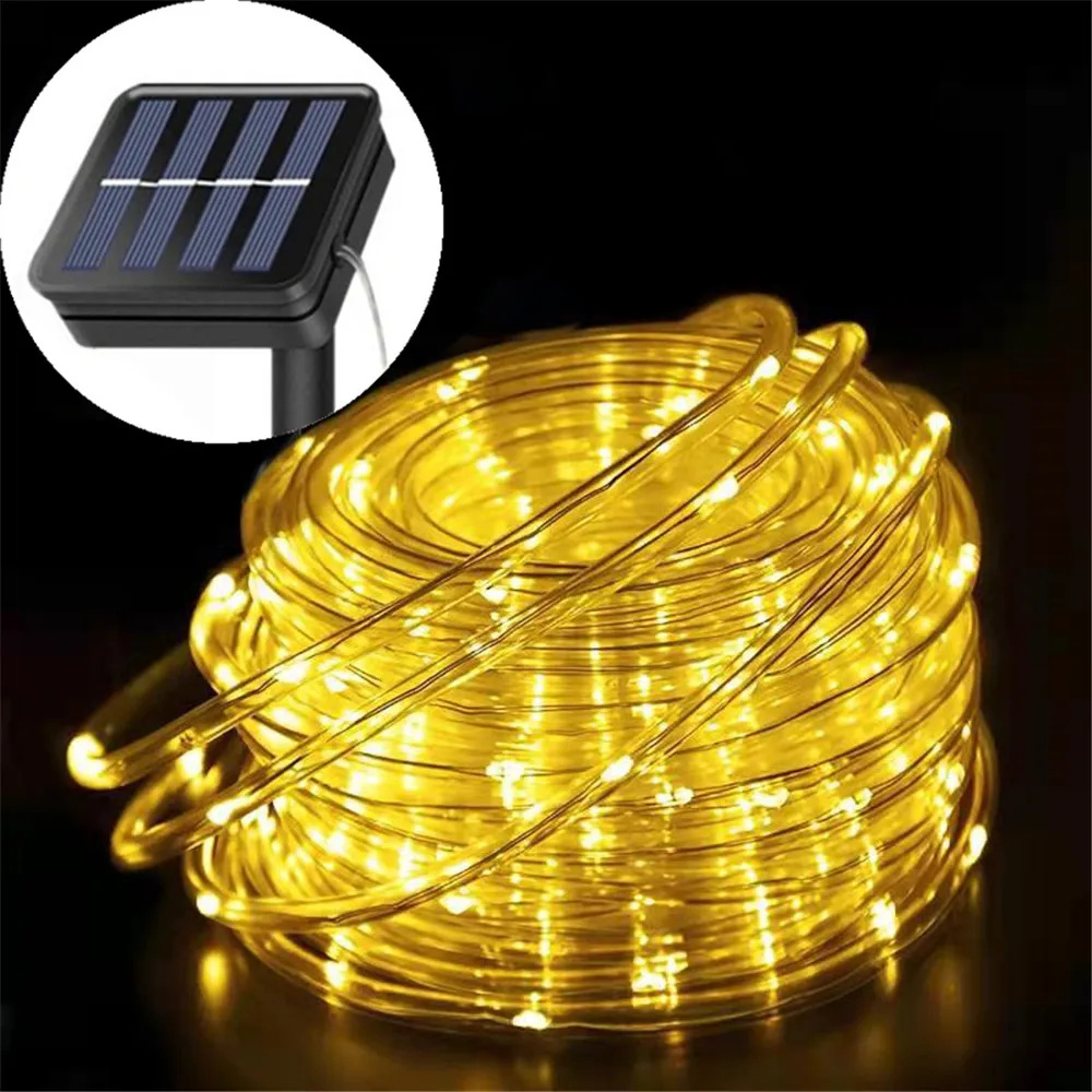 Solar Rope Lights Outdoor LED PVC Tube Fairy String Light Garden Wedding Birthday Decorations Garden Camping Decor: Blue / 6-10W