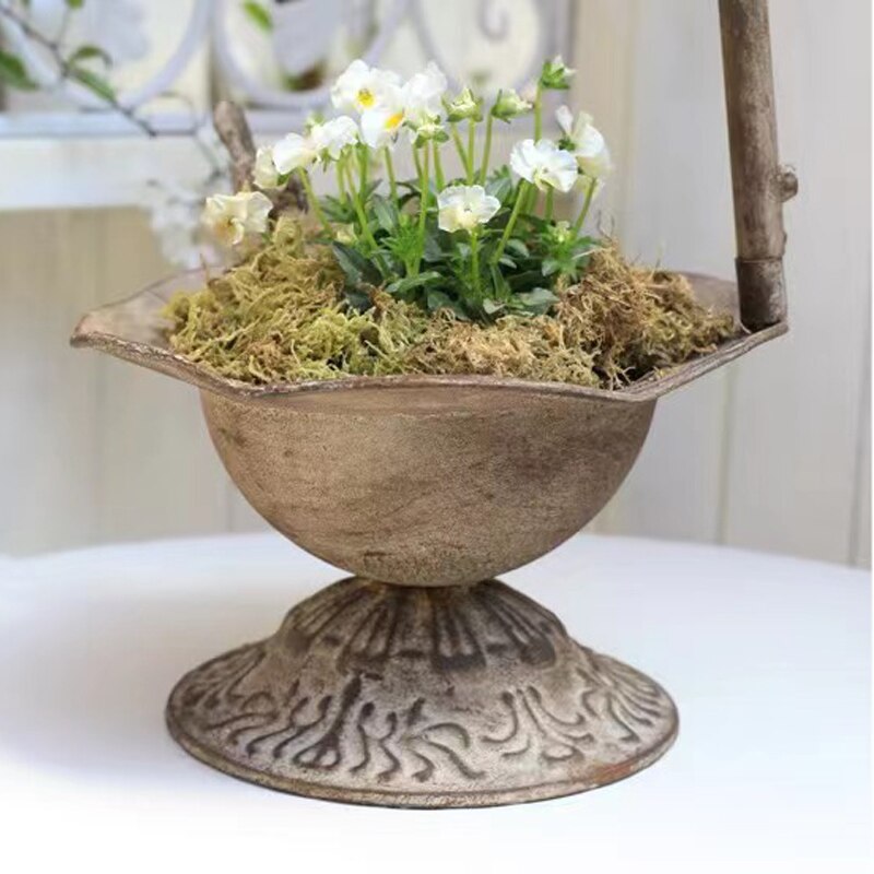 Outdoor Tuin Vogelbad Spa Met Metalen Kraan Bloempot Bad Tuindecoratie Wastafel Tuinieren Boodschappen Vogel Wastafel
