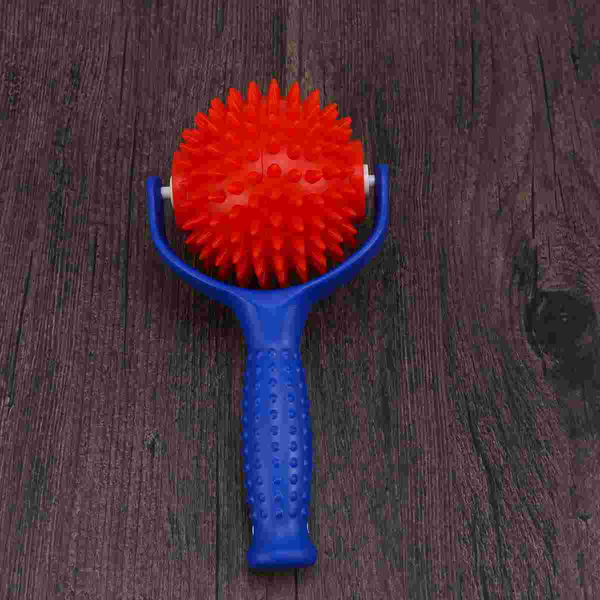 2pcs Roller Massager Plastic Portable Roller with Handle Hand Body Pain Relief Tool (Double Green with