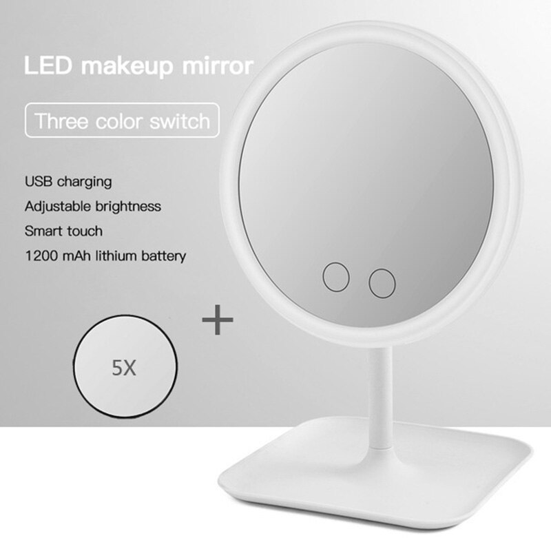Makeup Mirror With Led Light Dressing Table Mirror Beauty Ring Light Mirror Beauty Tools For Photo Fill Light Small Mirrors: White three color
