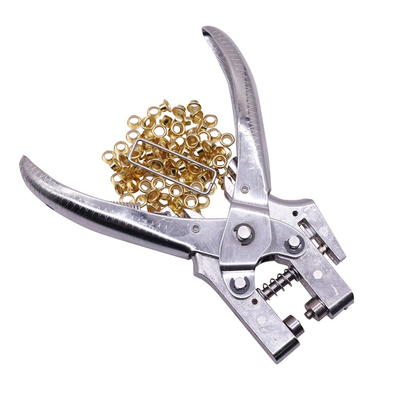 1 Pcs Rvs Multifunctionele Punch Tang Lederen Papier Plastic Verpakking Punch Machine Oogje Tang Gratis Klinknagels