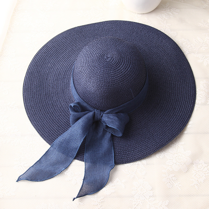 USPOP -chapeaux de soleil pour femmes, chapeau en paille, fait à la main, chapeau de plage à large bord, avec nœud papillon, ombre anti uv, été décontracté