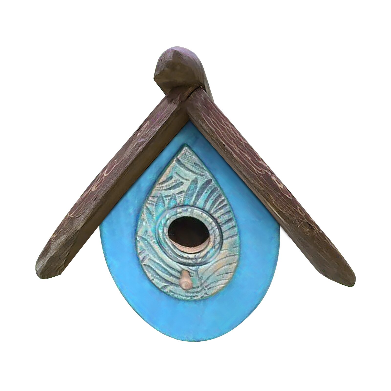 Hanging Wooden Bird Feeder Hand Carved Wooden Birdhouse Outdoor Bird Feeder Spring Decoration Garden Feeding Pet Supplies: Blue 
