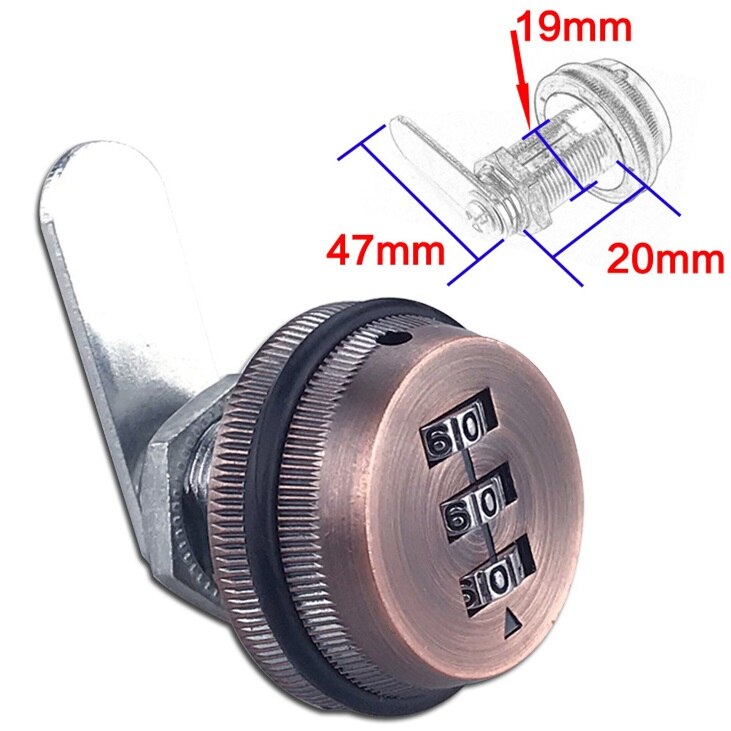3-digit Password Cabinet Lock Key Less Drawer Combination Locks Security Home Cam Lock Zinc Alloy Door Hardware for Mailbox: Red Bronze