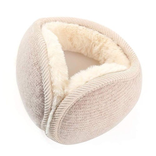 Womens Mens Winter Outdoors Warmers Ear Bags Earmuffs Bandless Fleece Ear Earcap: Beige