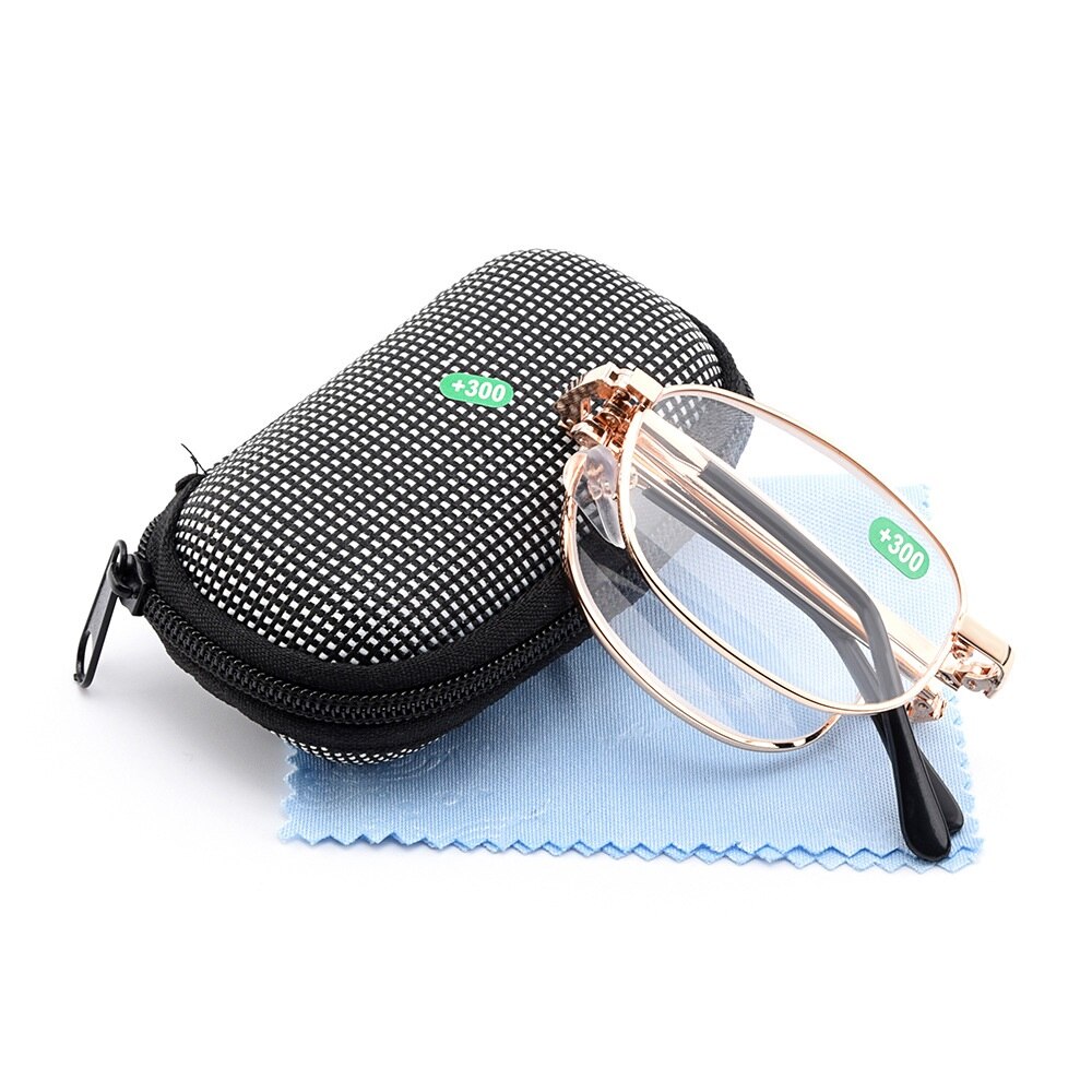 SUMONDY Draagbare Vouwen Leesbril Mannen Vrouwen Anti Vermoeidheid Opvouwbare Presbyope Brillen Aluminium Frame Vergrootglas UR03