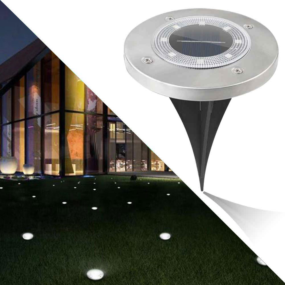 4 stk gulv spotlight gang terrasse terrasse trappe rustfrit stål jord lys  ip65 vandtætte 8 lysdioder udendørs have solenergi