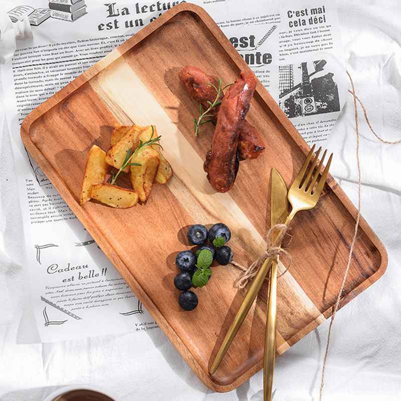 Wooden Pallets Fruit Vegetable Food Plate Storage Tray Hotel Breakfast Bread Display Tray Kitchen Accessories Supplies