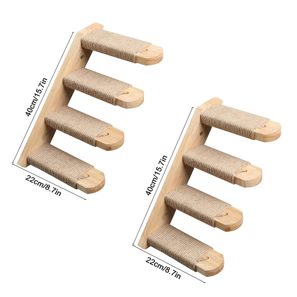 Wall-Mounted Cat Wall Climbing Shelves Set Wooden Cat Trees Tower Scratcher Jumping Platform Indoor Cats Gym Accessories Toy: Pink