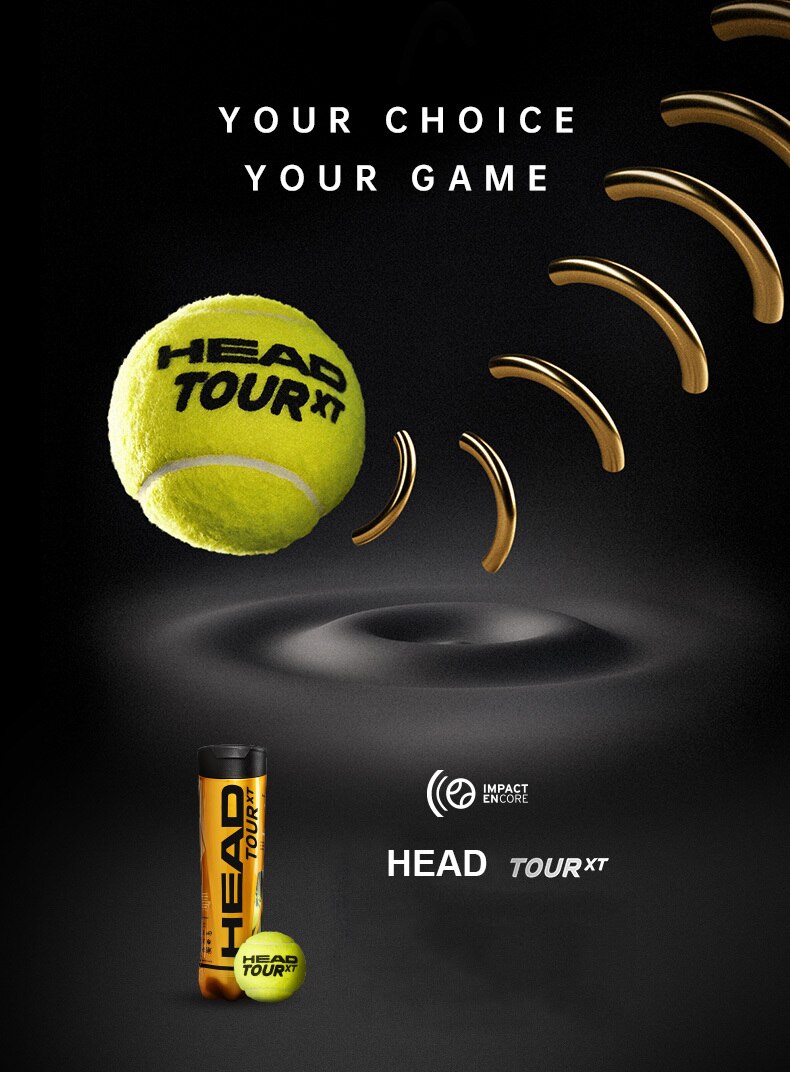 Original HEAD Tennis Balls Competition Training Tennis Balls Elastic Resistance HEAD TOUR XT Head Tennis Ball 3 Pcs For 1 Tank
