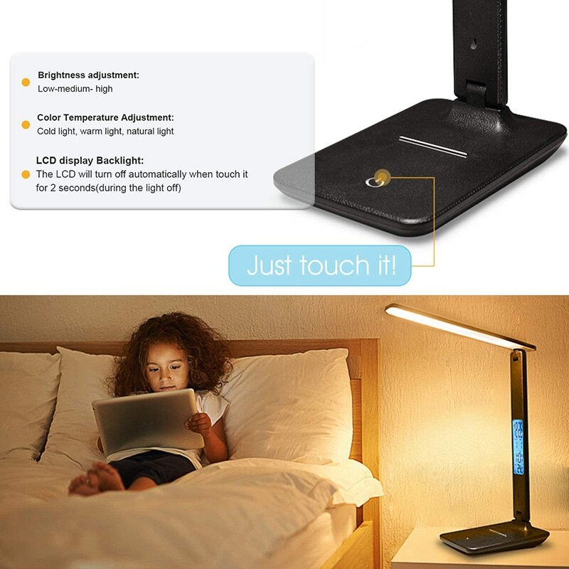 Contact Desk Lamp Wireless LED Desk Lamp with Smart Features Adjustable, Foldable Table Lamp
