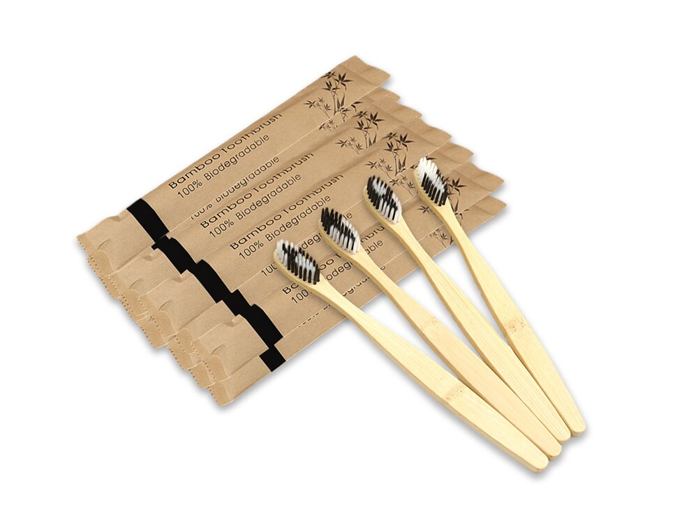 50/100 Pcs Colorful Soft Bristles Bamboo Toothbrush, Natural Eco Friendly Biodegradable Charcoal Wood Tooth Brushes: 50pcs Black color
