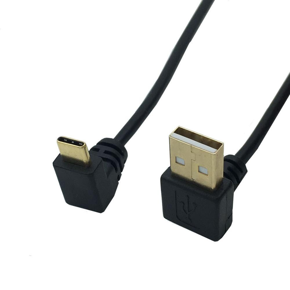 USB 2.0 A Male 90 Degrees Right Left Up Down angled Elbow to USB 3.1 Type C Elbow male Converter Data Sync Charging Cable: UP