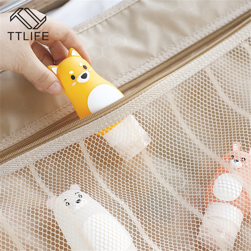 TTLIFE-bouteille vide en Silicone dessin animé, ensemble de bouteilles de voyage, pour Gel douche Portable, shampoing, bouteille de lavage, organisateur de maquillage