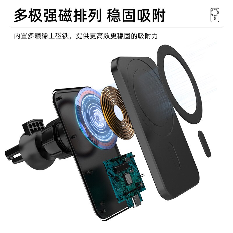 Magsafing-cargador inalámbrico magnético para teléfono móvil, soporte de coche con imán de ventilación Adsorbable, para iphone 12, 12 Pro, 12Pro Max, 15W