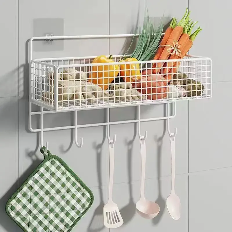 Wall Mounted Metal Wire Storage Organizer Baskets, Rectangular Display Hanging Basket, Countertop Bathroom Accessories Holder: Dark Khaki