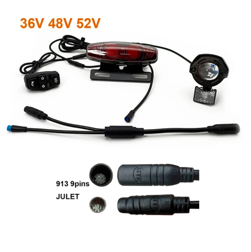 Ebke-universal elektrisk sykkel elsykkel lyssett , 24v, 36v, 48v, 60v,  bafang, julet, styrebremselys: Lys gul
