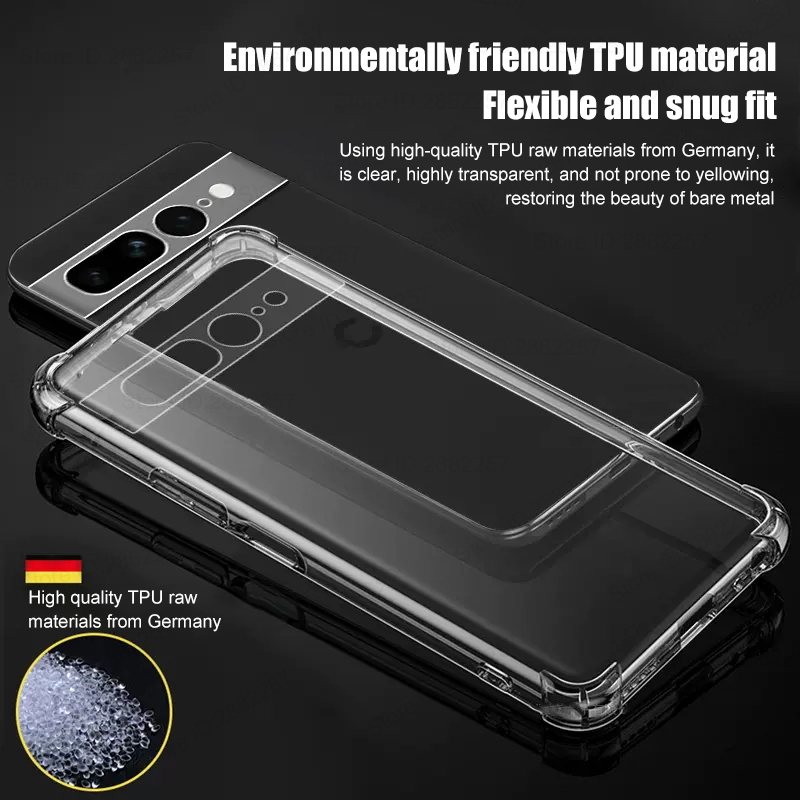 Capas de telefone transparentes à prova de choque para For google pixel 6 7 8 9 pro xl 8a 7a 6a soft case airbag silicone tampa traseira acessório do telefone