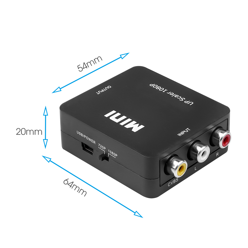 Convertisseur adaptateur RCA vers HDMI, HD 1080P, AV vers HDMI, AV2HDMI, AV/CVSB, compatible AV vers HDMI, commutateur HD-MI
