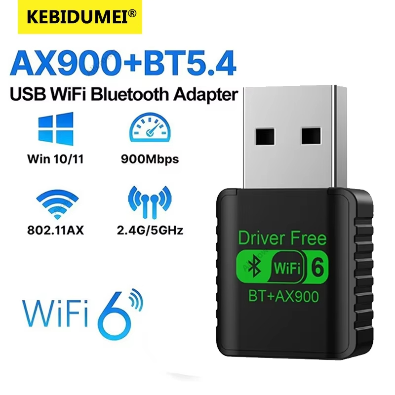 Adattatore USB WiFi 6 Bluetooth 5.4 da 900 Mbps Dual Band 2.4G 5G Ricevitore esterno wireless Dongle WiFi per laptop Desktop Win 7/10/11: Oro