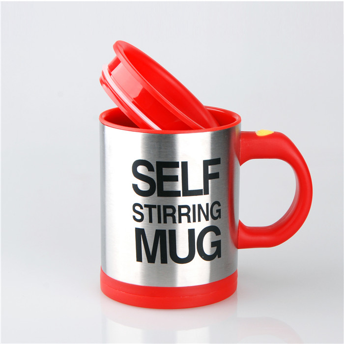 Koffie Mok 400ml Rvs Zelf Roeren Mok met Deksel, automatisch Mengen Lui Koffie Cup voor Kantoor: Rood