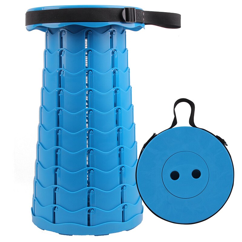 Outdoor Camping Stretchable Kruk Rekbaar Draagbare Plastic Kruk Rekbaar Stoel Vissen Opvouwbare Kruk: Blauw