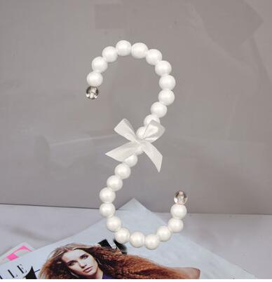 Sainwin-Perchero de plástico con forma de S para mujer, colgador de bolsas de perlas de 15CM, en color blanco y rosa, en 10 colores, lote de 5 unidades: Blanco