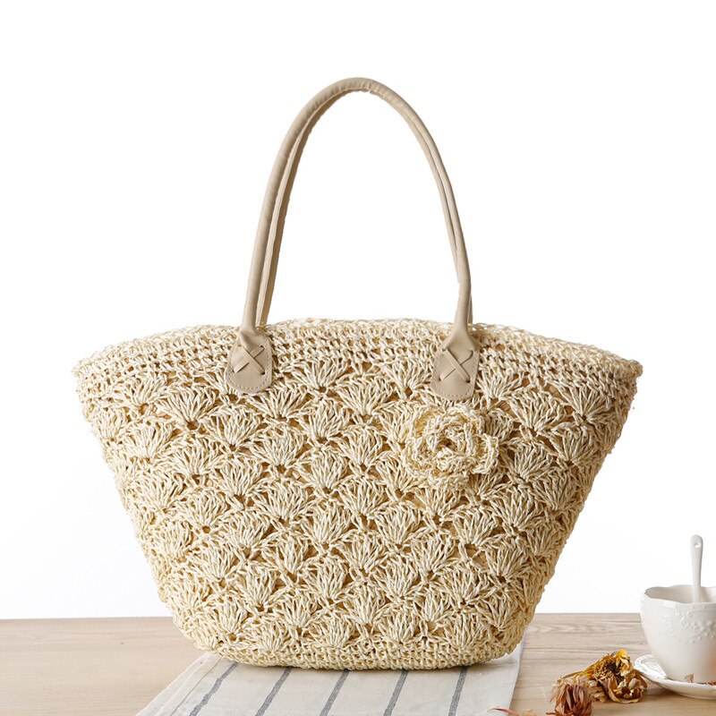 Dorpshipping One-shoulder Woven Bag Gold Thread Exquisite Shell Hook Flower Straw Woven Bag Beach Bag